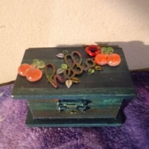 Decorative Wooden Box with Floral Accents